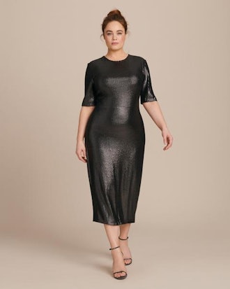 Stretch Sequins Fitted Tee Dress