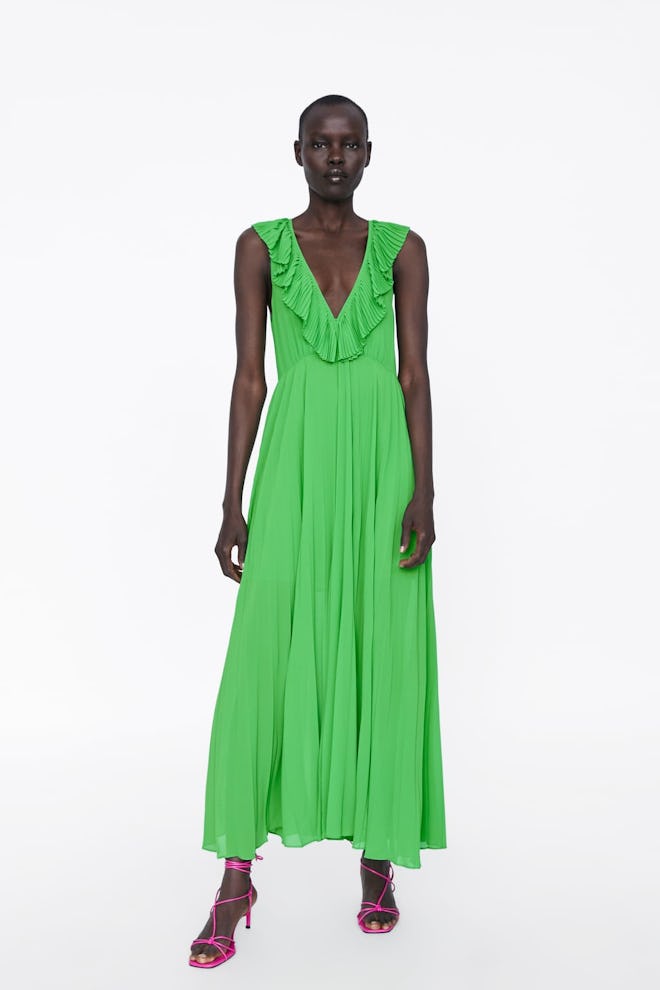 Pleated Dress - Green 