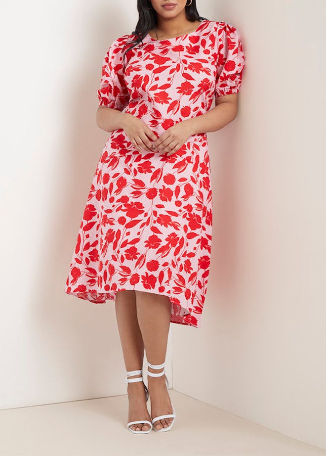 Puff Sleeve Top & Floral Midi Skirt
