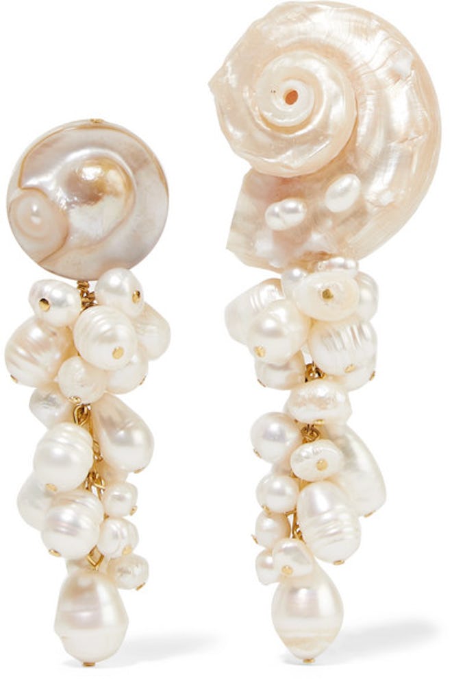 Anita Berisha Mermaid Shell And Pearl Earrings