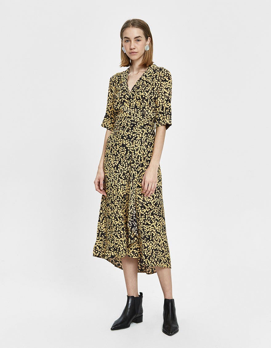 Ganni goldstone 2024 crepe wrap dress