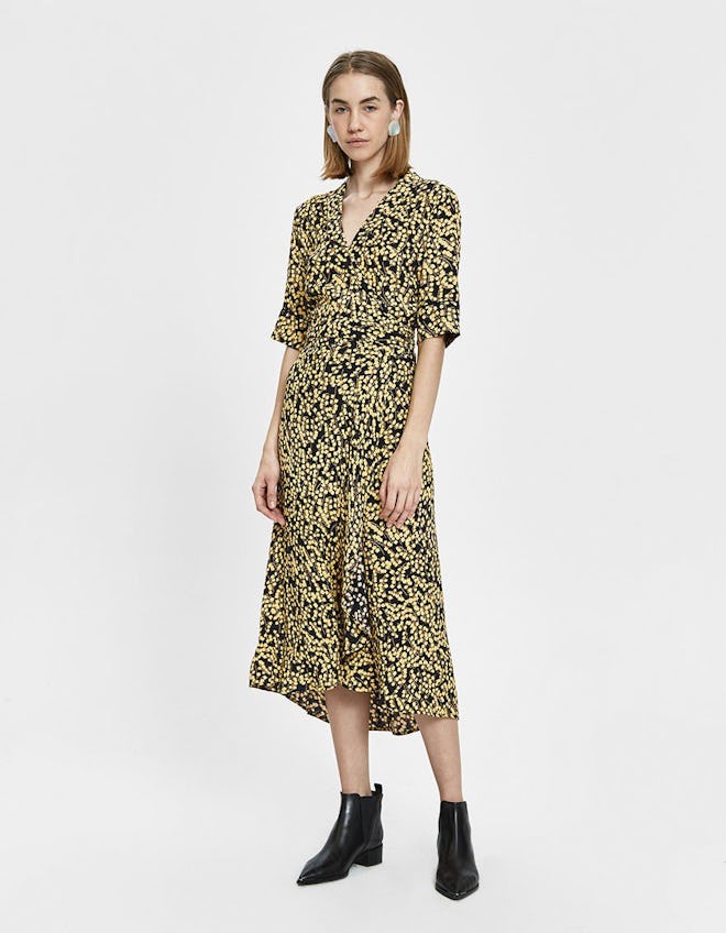 Printed Crepe Wrap Dress