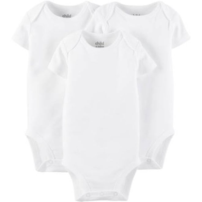 Child Of Mine By Carter's Short Sleeve White Bodysuits