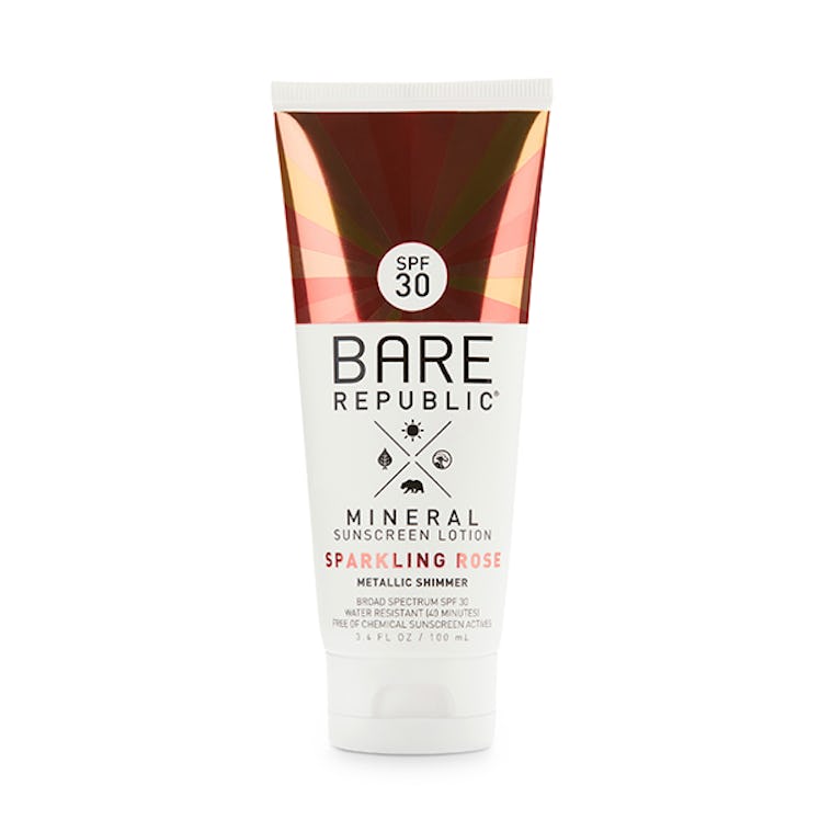  Bare Republic Mineral Shimmer Sunscreen Lotion in Sparkling Rose, SPF 30