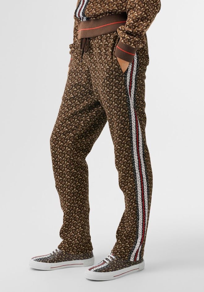 Monogram Stripe Print Cotton Trackpants