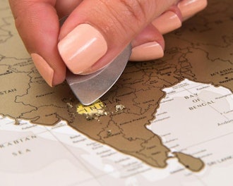 Paper Anniversary Gift -- Scratchable World Map with Push Pins