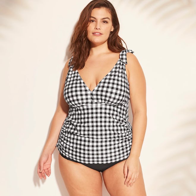 Women's Plus Size Tie Shoulder Tankini Top - Kona Sol™