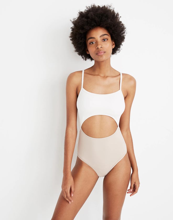 Madewell Second Wave Cutout One-Piece Swimsuit in Colorblock
