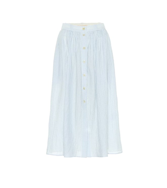 Brock Collection Olivo Gingham Cotton Midi Skirt