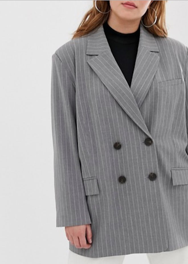 Suit Blazer in Gray Pinstripe