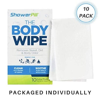 Shower Pill Body Cleaning Wipes (10 Pack)
