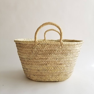 Straw Market Basket Bag with Straw Handles
