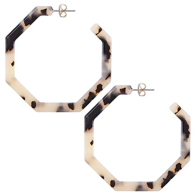 Wowshow Geometric Octagon Hexagon Hoop Earrings 