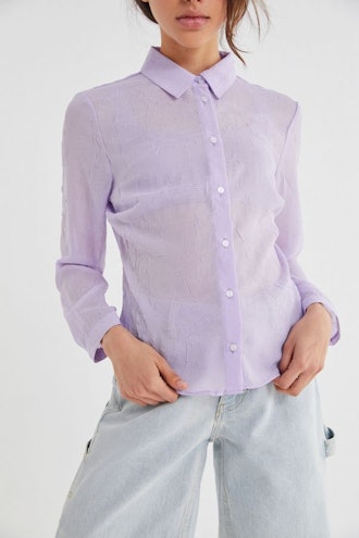 Cora Crinkle Button-Down Shirt