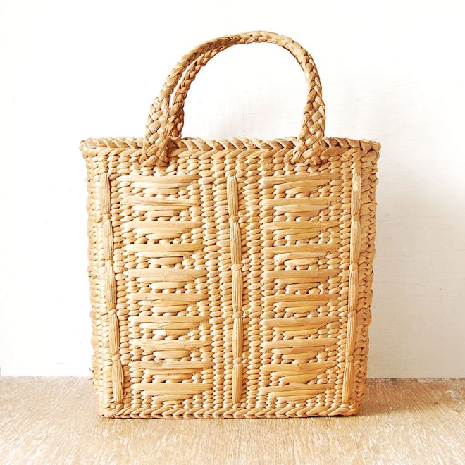 Vintage Woven Straw Shopping Handbag