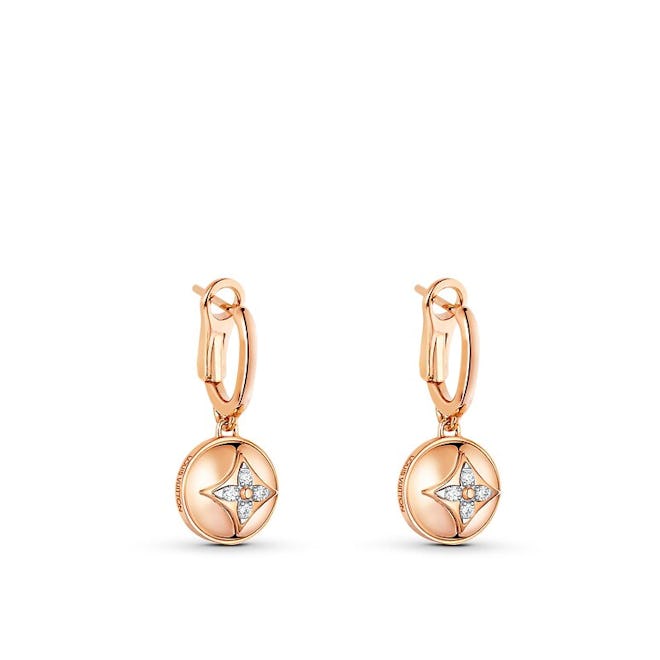 B Blossom Earrings in Pink Gold, White Gold and Diamonds