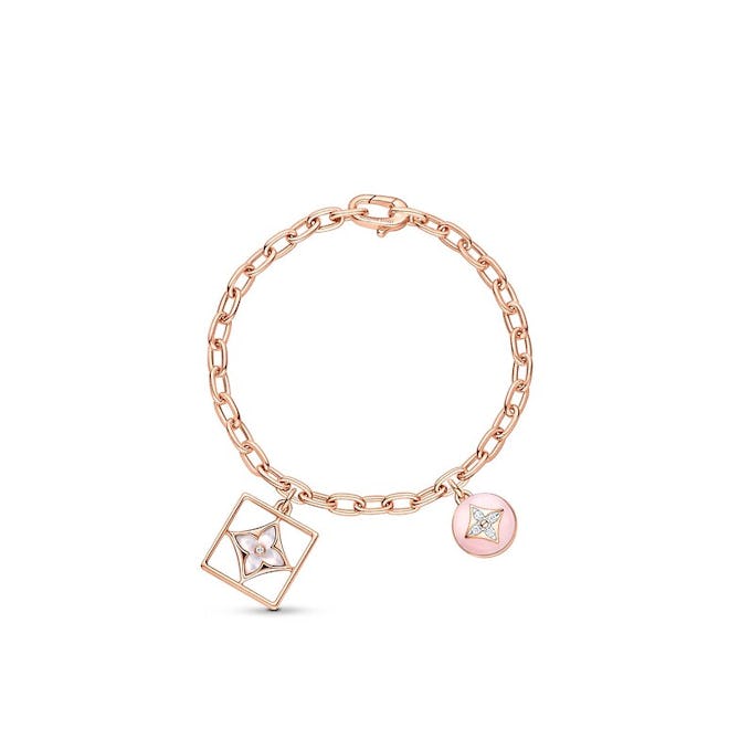 B Blossom Bracelet in Pink Gold, White Gold, Pink Opal, White Mother-of-Pearl and Diamonds