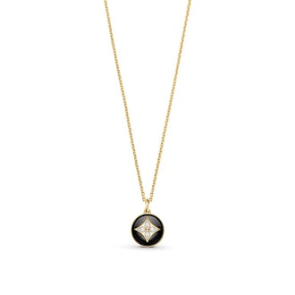 B Blossom Medallion in Yellow Gold, White Gold, Onyx and Diamonds