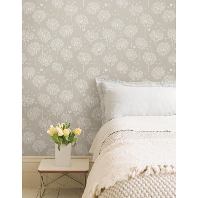 Brewster Dandelion Taupe Peel and Stick Wallpaper