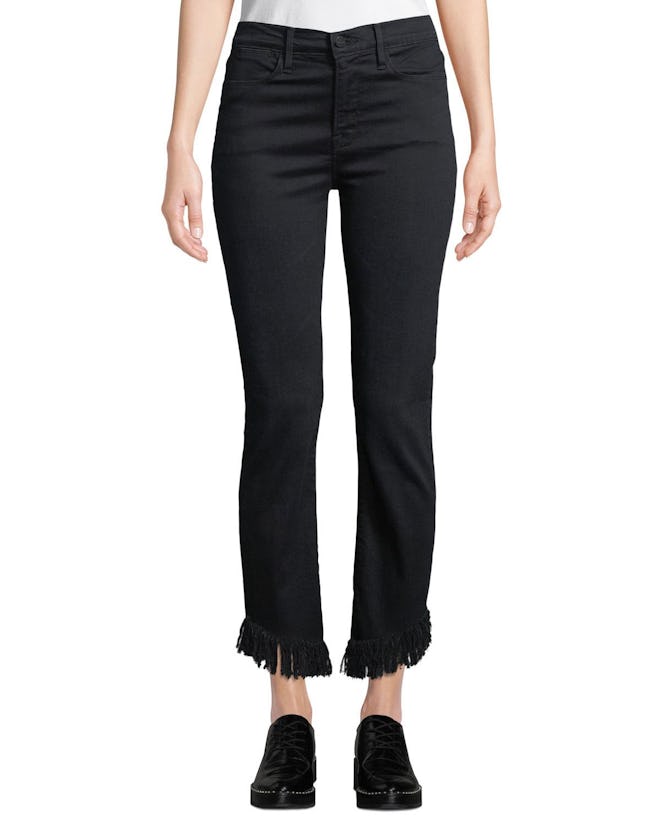 Le High Straight-Leg Jeans With Shredded Hem 