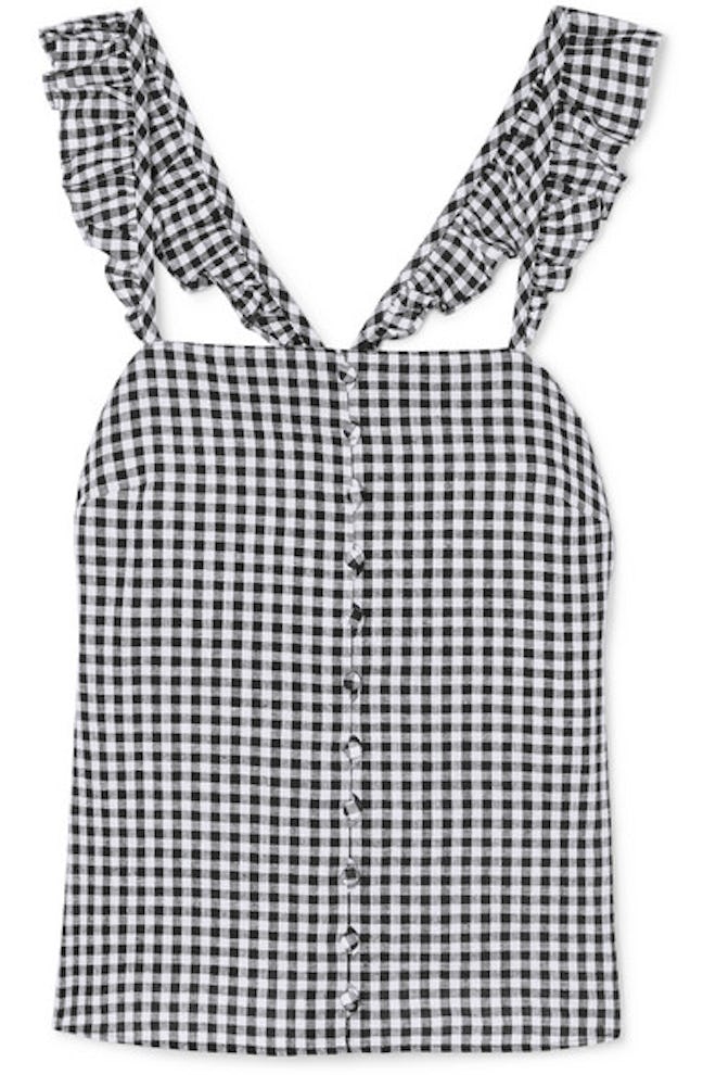 Madewell Ruffled Gingham Linen-Blend Camisole