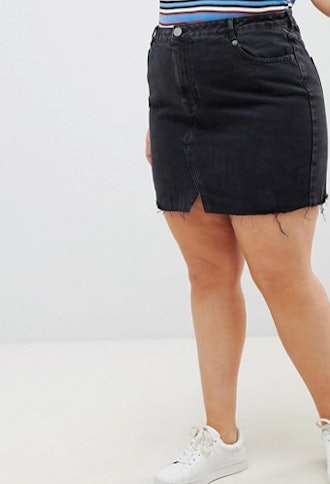 Denim Pelmet Skirt in Washed Black