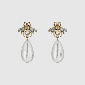 Bee Earrings with Drop Pearls
