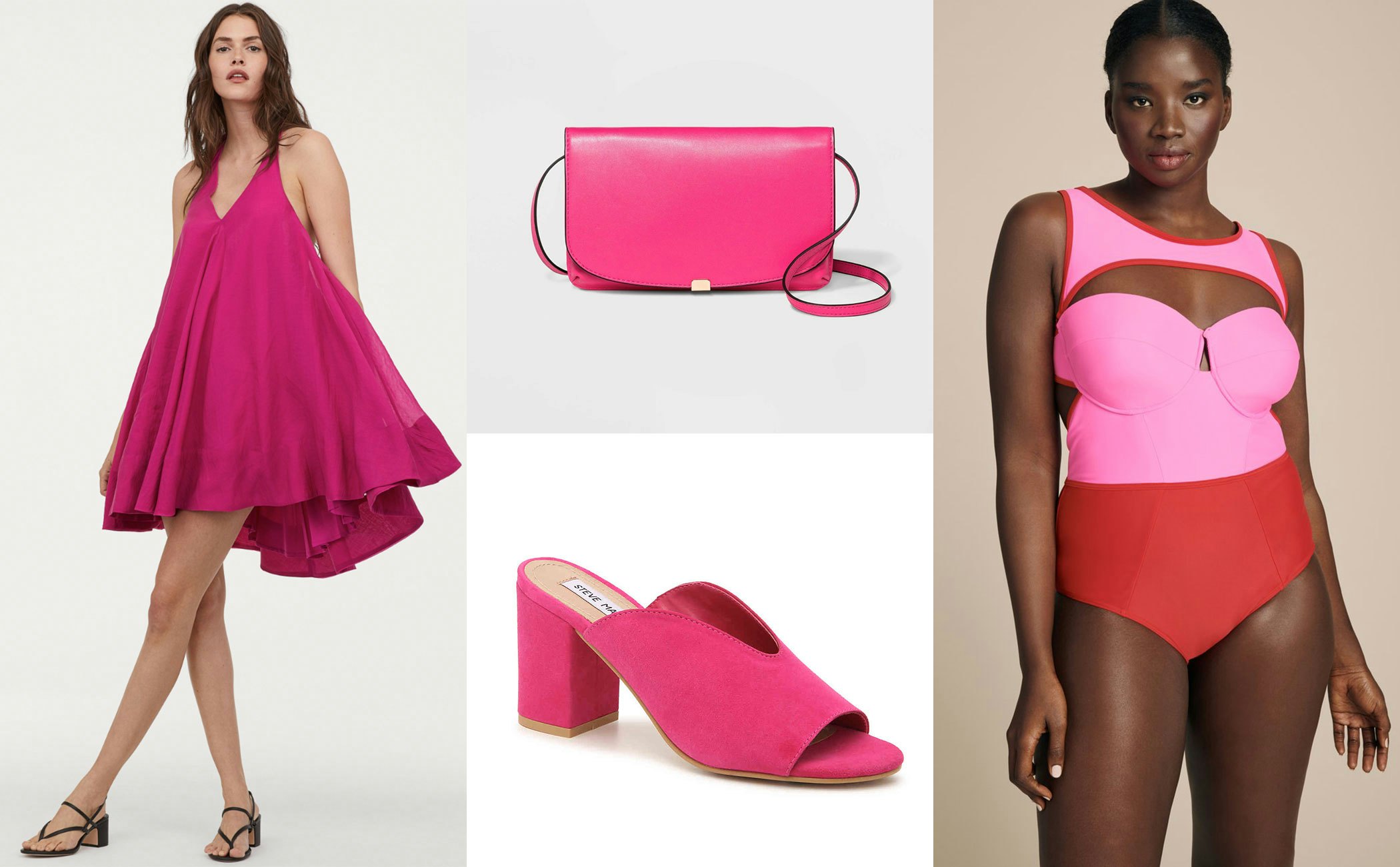 bright pink shoes and clutch