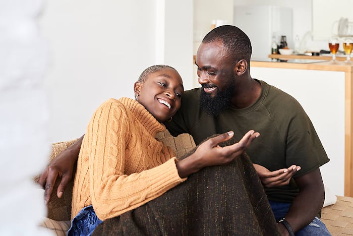 couple laughing together