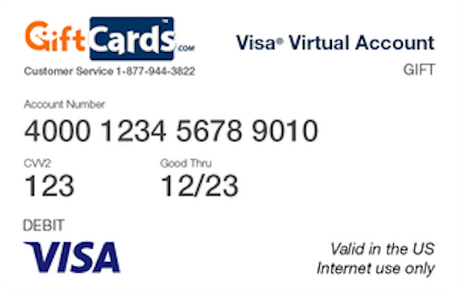 VISA Virtual Account Gift Card