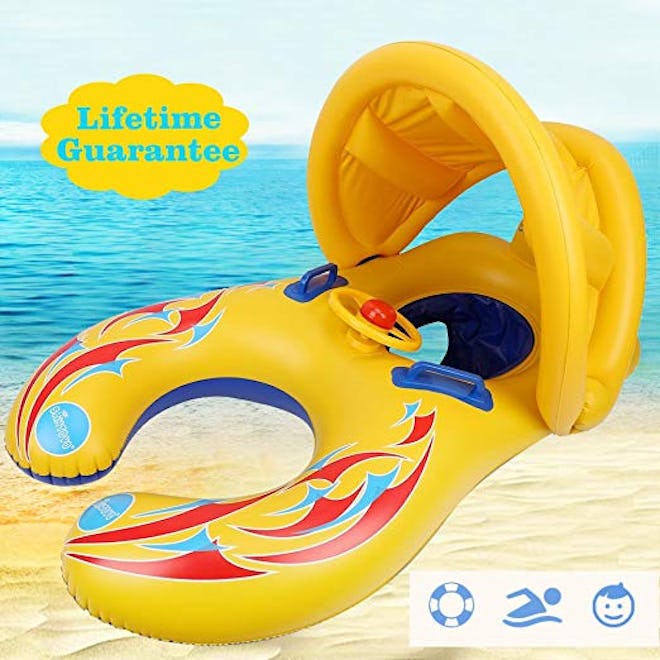 Mommy & Baby Pool Float with Canopy