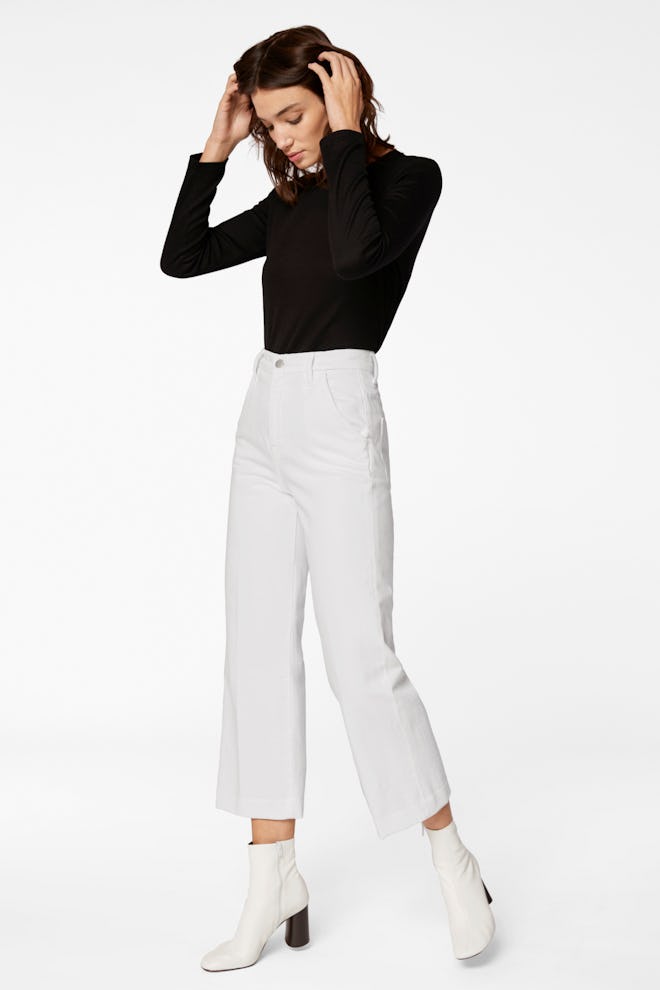 Joan High-Rise Wide-Leg Cropped Trouser In White