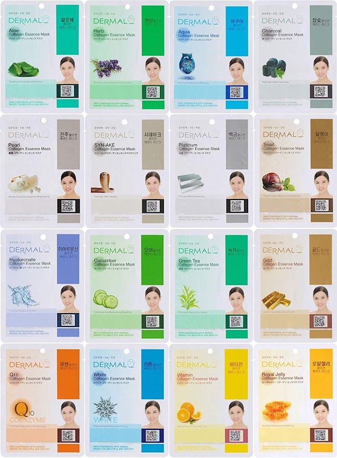 Dermal Korea Collagen Essence Facial Mask Sheets (16 Pack)
