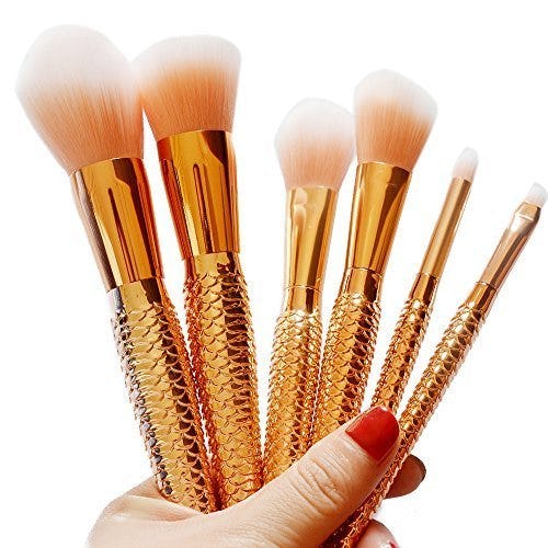 Coshine Rose Gold Mermaid Makeup Brushes (Set Of 10)