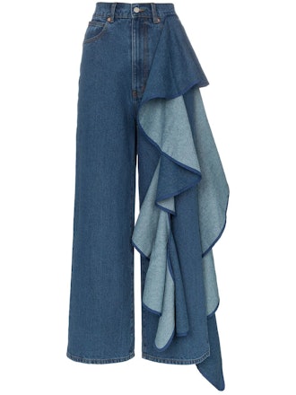 Tay High-Waisted Wide Leg Ruffle Detail Jeans