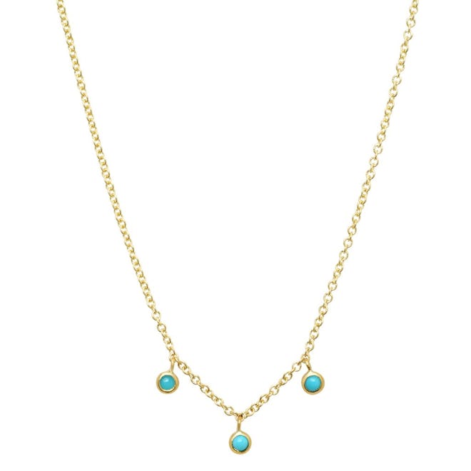 3 Turquoise Mini Bezel Dangle Necklace