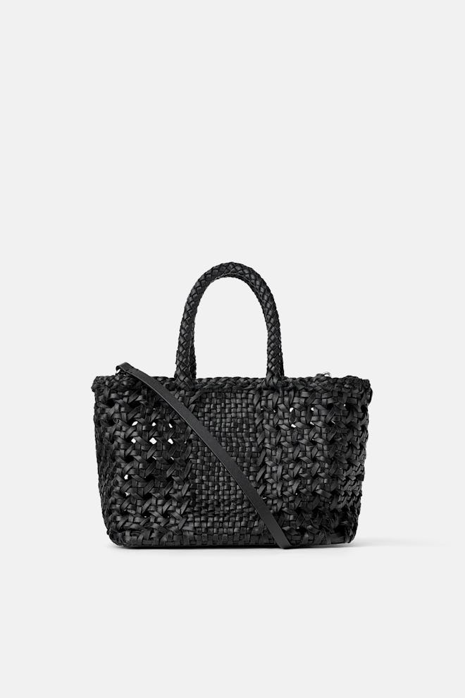 Woven Leather Mini Shopper