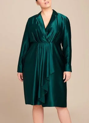 green prom dresses strapless Simple Strapless Green Satin Long Prom Dresses with High Slit, Straple –  jbydress main image 1