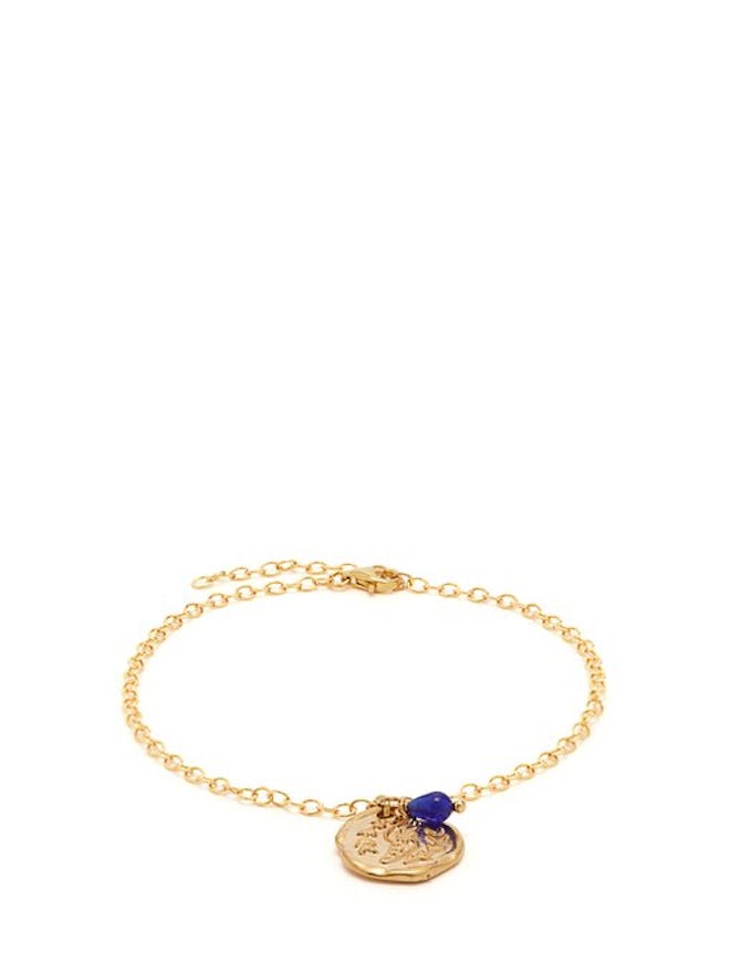 Wing-Embossed Charm Chain Anklet