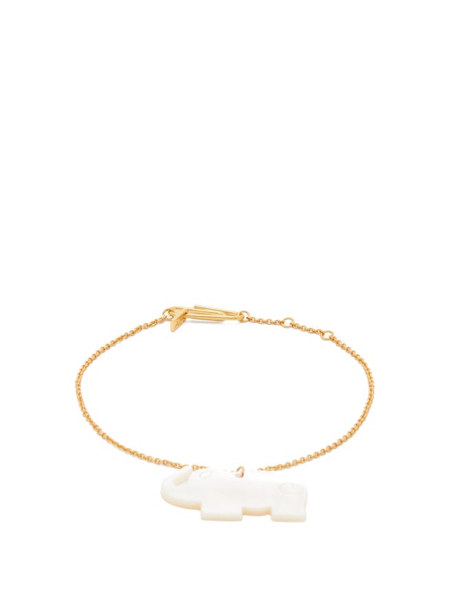 Mother Of Pearl And Gold-Plated Metal Anklet