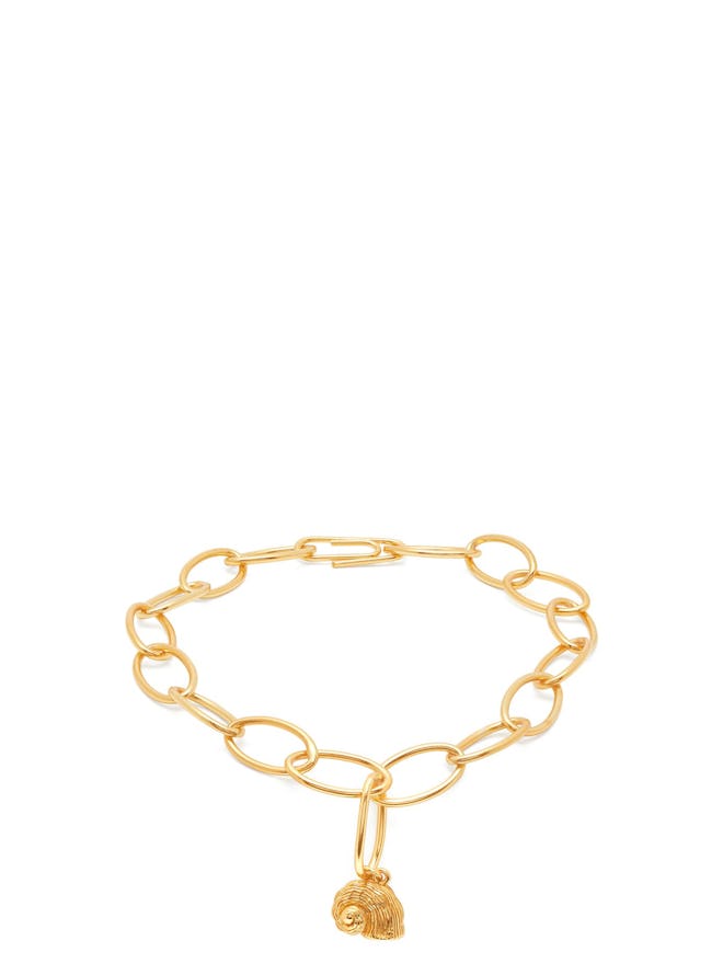 Twist Seashell-Charm Gold-Plated Anklet