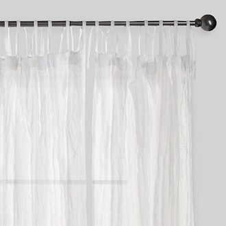 White Crinkle Sheer Voile Cotton Curtains