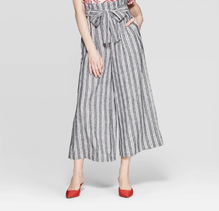 Who What Wear Women's Striped Wide Leg Ankle Length Pants