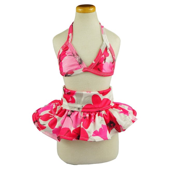 Stylish Pink Floral Dog Bikini