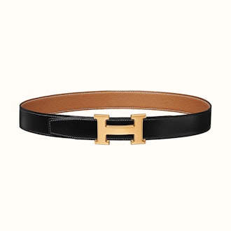 H Belt Buckle & Reversible Leather Strap 32 MM