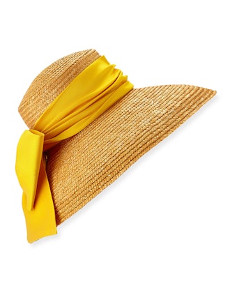Mirabel Textured Straw Sun Hat w/ Satin Bow