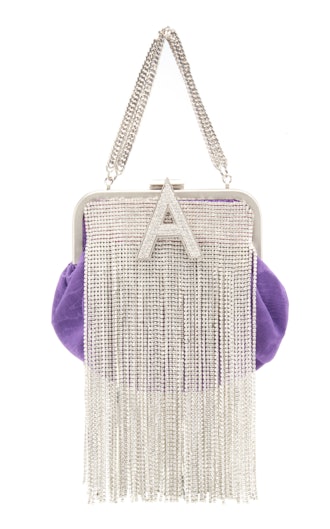 Crystal-Embellished Mini Moiré Bag