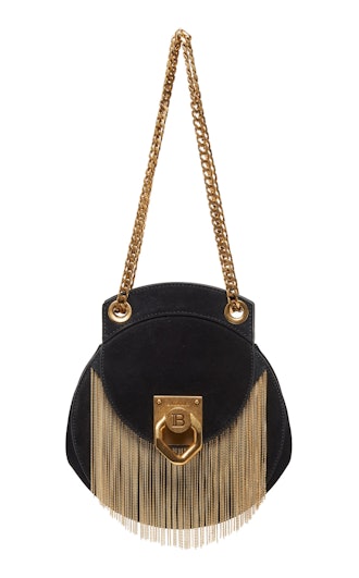 Small Metal-Fringed Suede Shoulder Bag