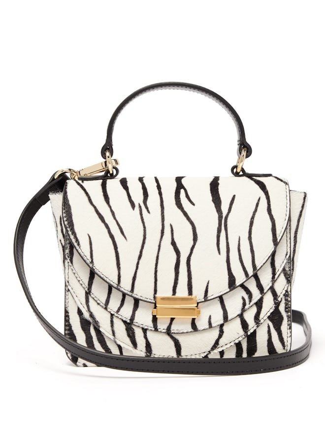 Luna Mini Zebra-Print Calf-Hair Cross-Body Bag