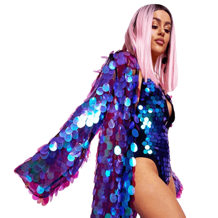 Jaded London Iridescent Sequin Kimono